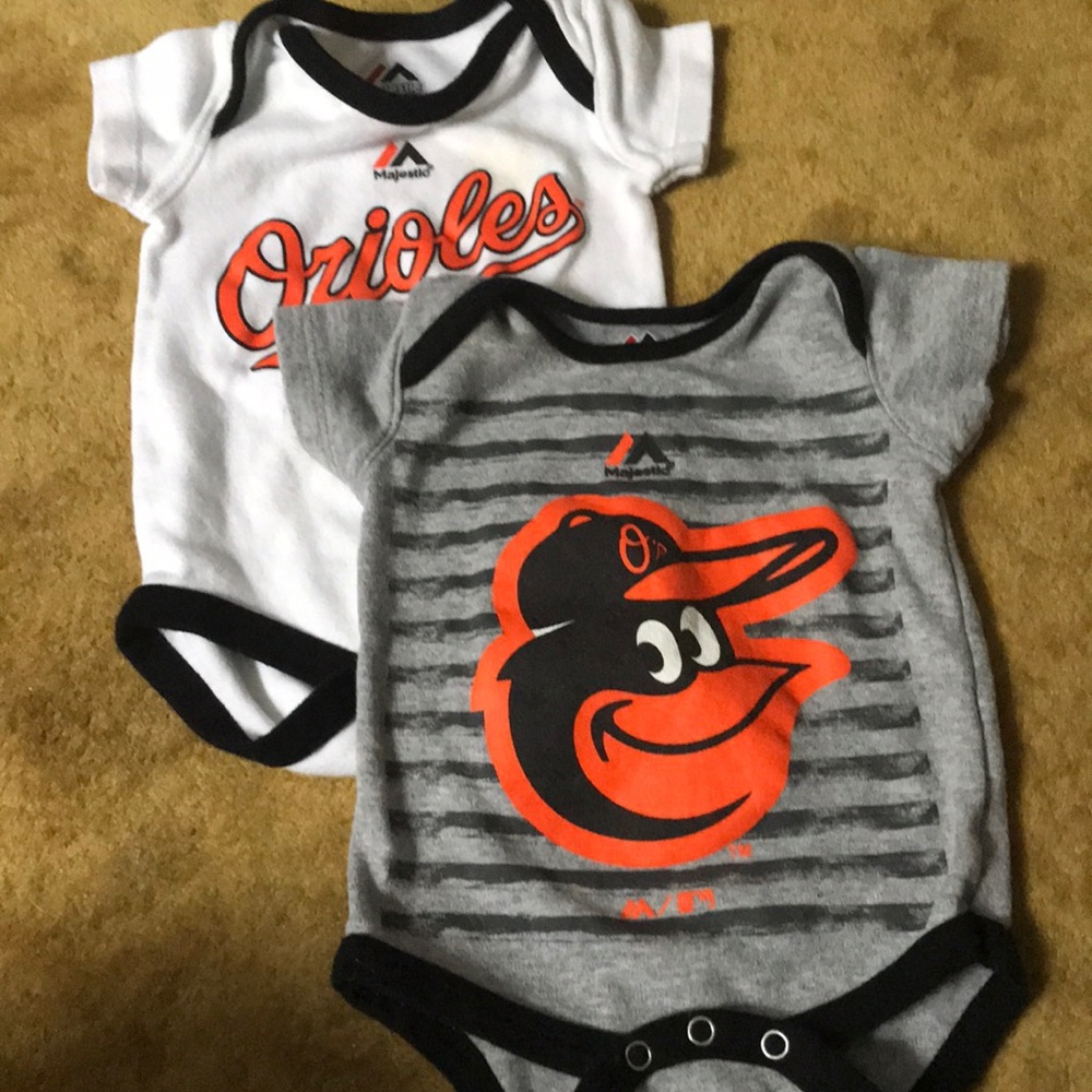 Set of Baltimore Orioles onesies. Size 0-3 mo